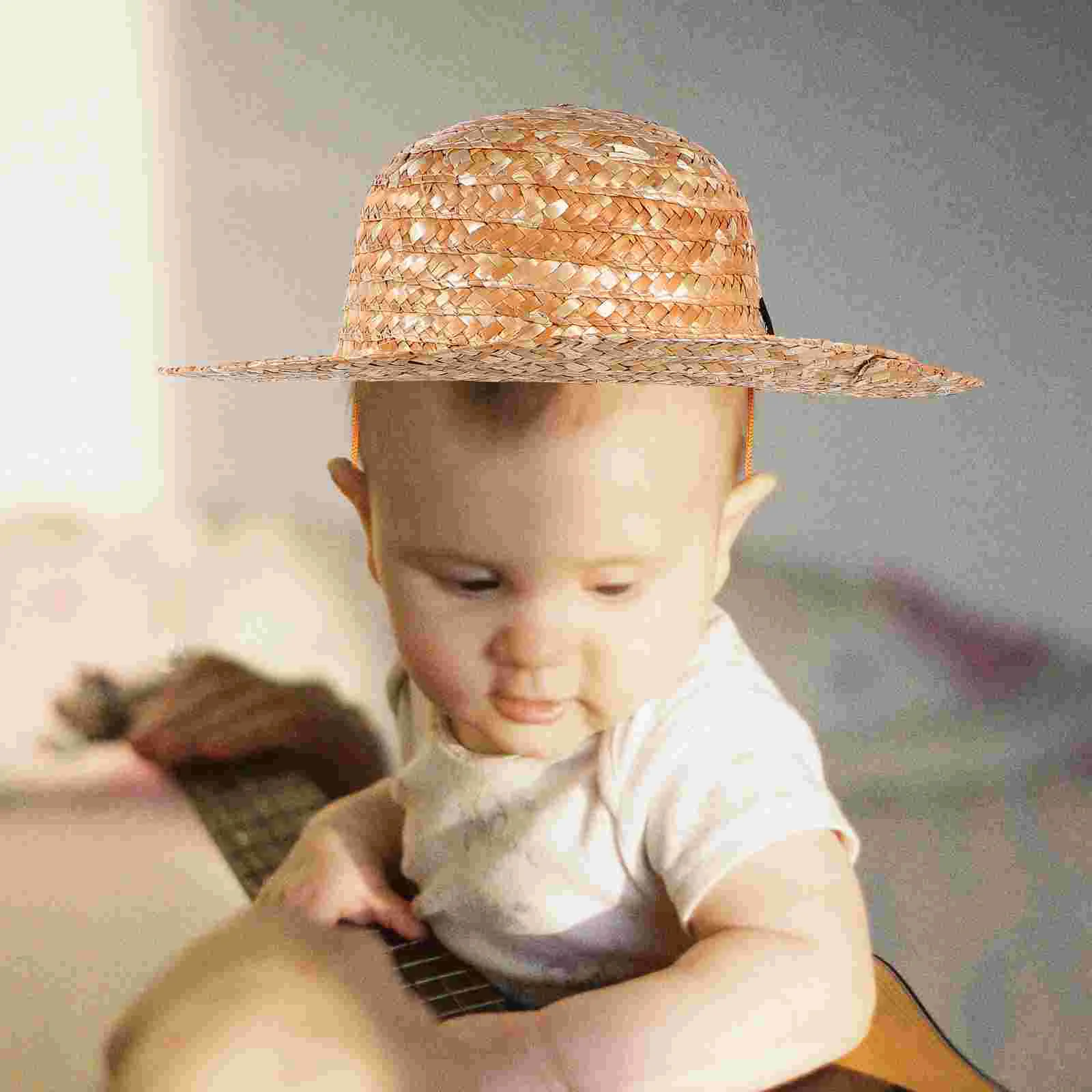 Children's Straw Hat Beach Hats Kids for Fashionable with Brim Decorations Party Seaside