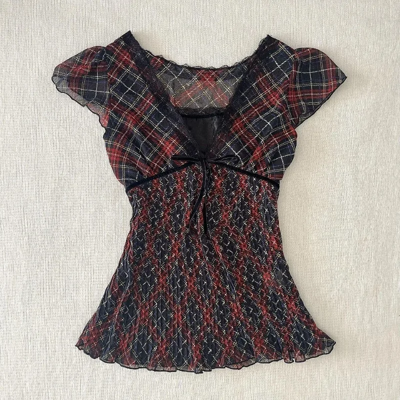 

Новые летние винтажные плиссированные футболки Y2K, женская уличная одежда, сексуальные облегающие футболки для девочек, модные повседневные милые топы в стиле Харадзюку, шикарные