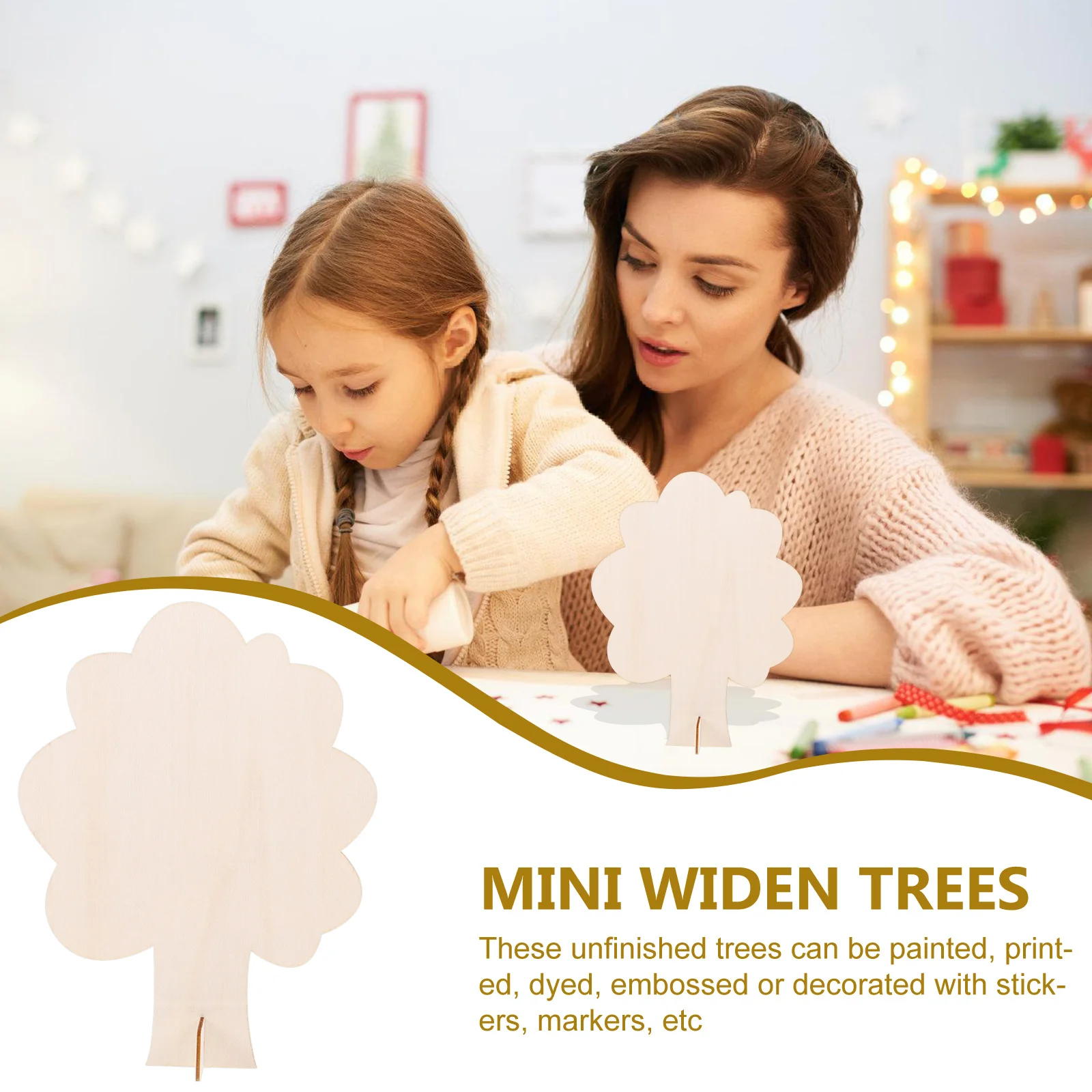 

6 Pcs Christmas Big Tree Coloring Material Package Decorations Wood Cutouts Unfinished Decorate