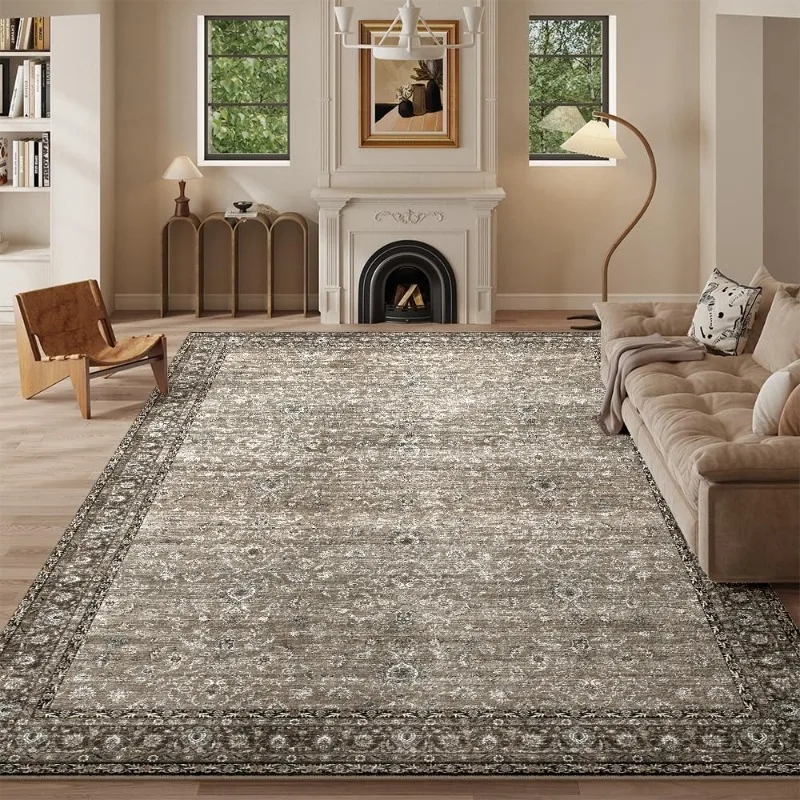 Vintage Mid-century Persian Distressed Carpet for Living Room Bedroom Home Rug Stain Resistant Washable Decorative Floor Mat