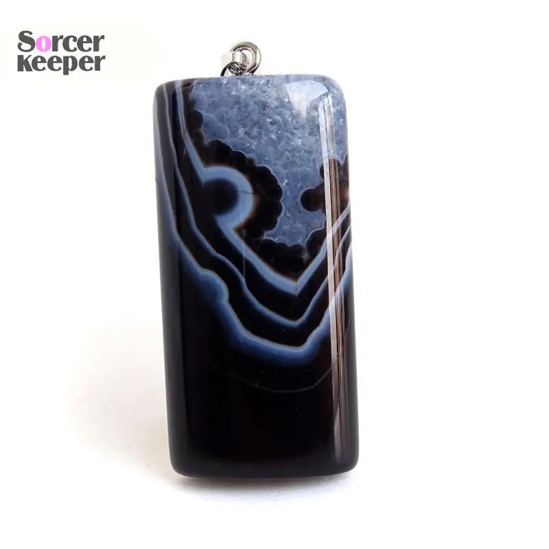 Men's Bijoux Black Botswana Agates Necklaces Pendants Natural Gem Stone Beads for Jewelry Making Accessories Women -SorcerKeeper