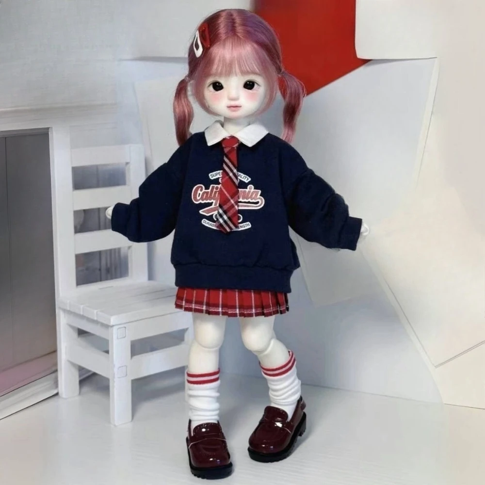 

Fashion 1/6 Doll's Clothes Suit for 30cm Bjd Doll Collar Hoodie Retro Set Dress Up Girl Toys Play House Doll Accessories,no Doll