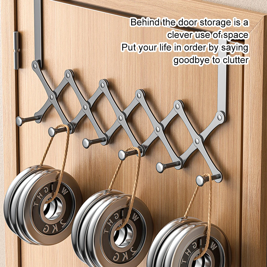 Stainless Steel Door Behind The Hook Rack Coat Hat Storage Organize Key Holder Creativity Scalable Door Hangers Hat Organizer