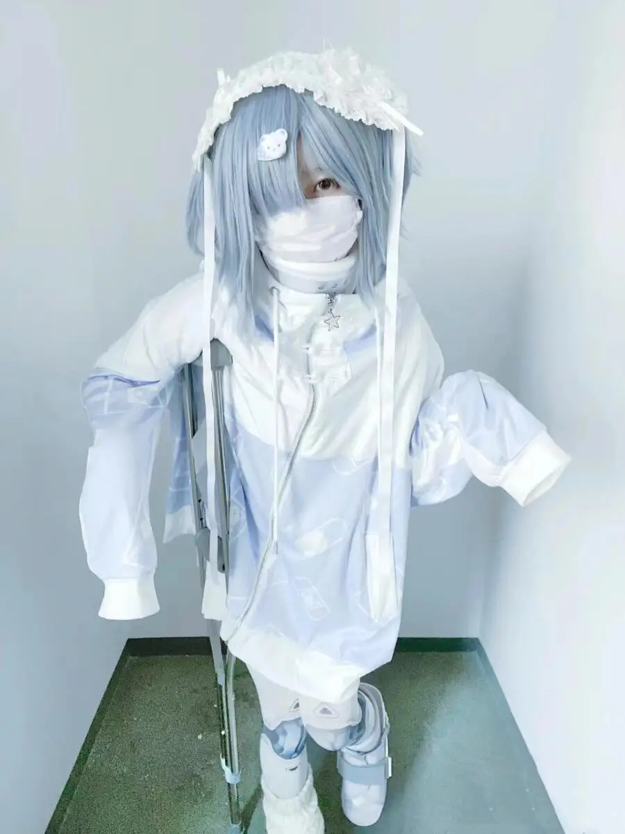 

Cute Ear Hoodie Jaet Women's Loose Fit Zipper Coat Sweet Sle Chinese New Culture Long Sve Sweatirt Outerwear