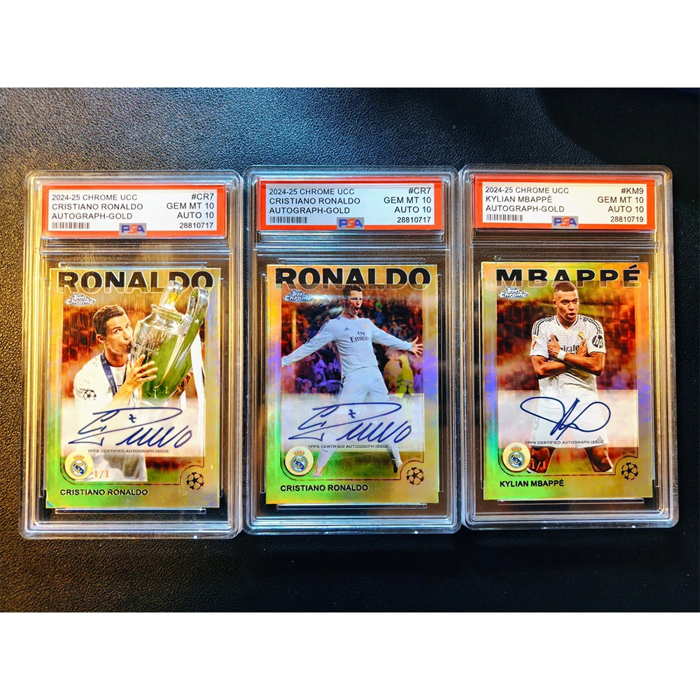 Soccer DIY Homemade Messi Ronaldo Mbappe Sergio Ramos Marco Reus Signed rating glitter collectible card brick Holiday gift view 3