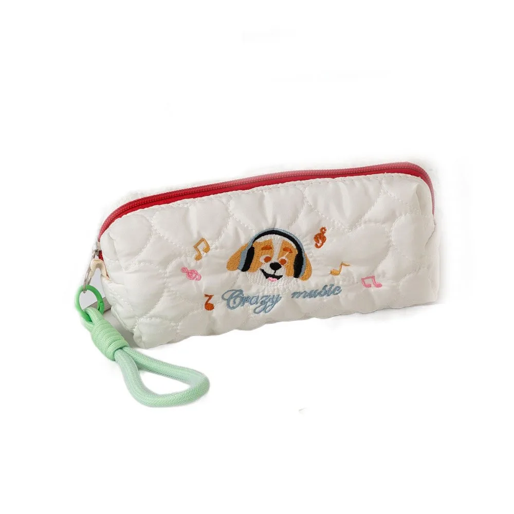 

Cute Embroidered Dog Dog Pen Bag Ins Style With Pendant Rope Puppy Cosmetic Bag Large Capacity Pencil Pouch School Office