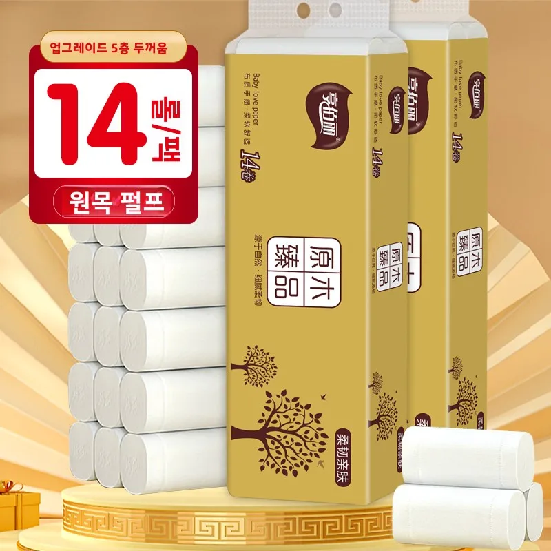 Cappa 4 Rotoli Pa Carta igienica in legno originale Nessuna fragranza Ingresso domestico Carta velina igienica Rotolo di carta a mano