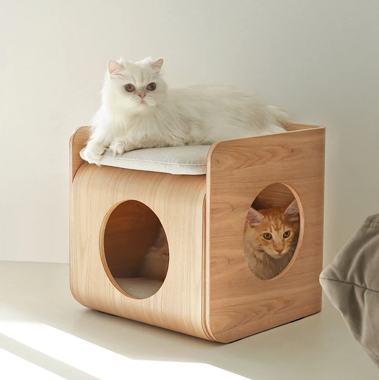 Multi-functional Pet Furniture Wooden Cat Bed House Cat Bed House Cat Cave Bed Nest End Side Table Nightstand