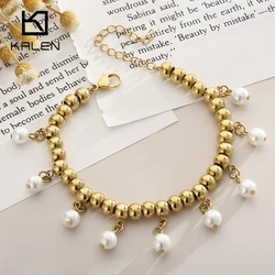 KALEN Shell Round Pearl Bracelet For Women Bohemian Tassels Pearl Bracelet Jewelry Girl Daughter Birthday Gift