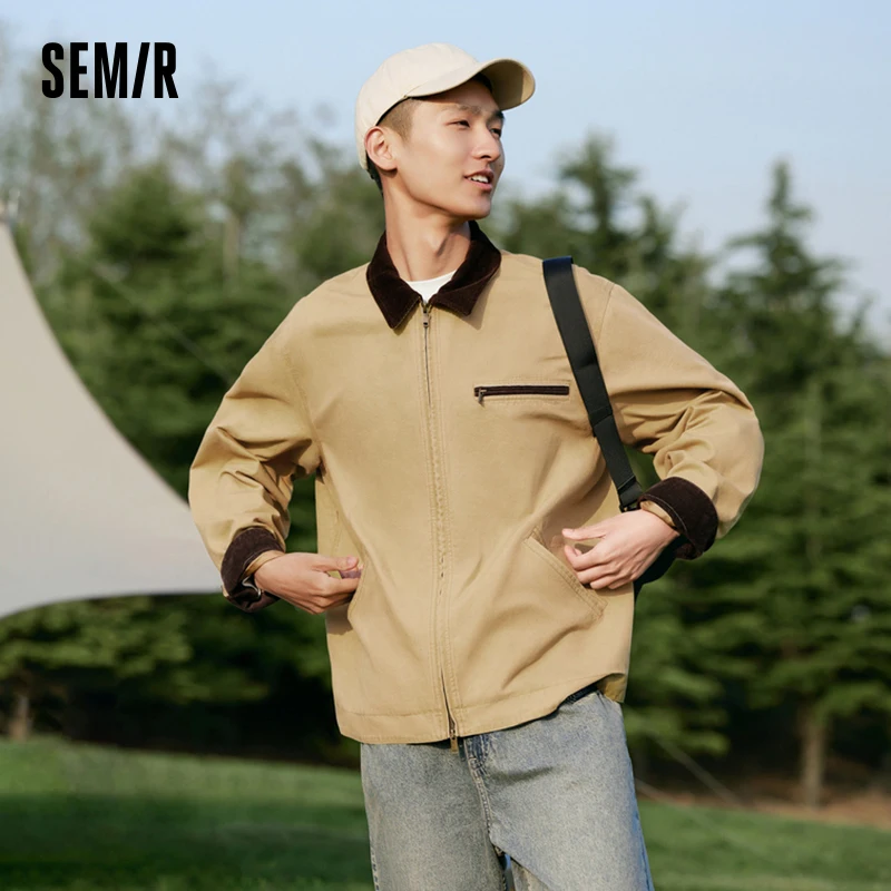 Semir Jacket Men Outerwear 2024 Autumn New Vintage Classic Detroit Men Jacket Fashion Patchwork Loose Top