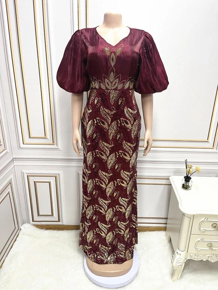 Luxury Sequin Dresses For Women Dubai African Wedding Party Evening Dress Ankara Dashiki Outfit Plus Size Robe Africa Clothes