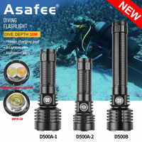 Asafee D500 Professional Diving Flashlight 1200LM Powerful Light Rechargeable Portlight Waterproof Spearfishing Driver Lamp