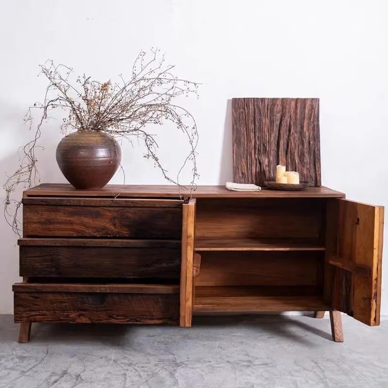 

New Chinese-style old wood retro homestay storage tea living room entrance