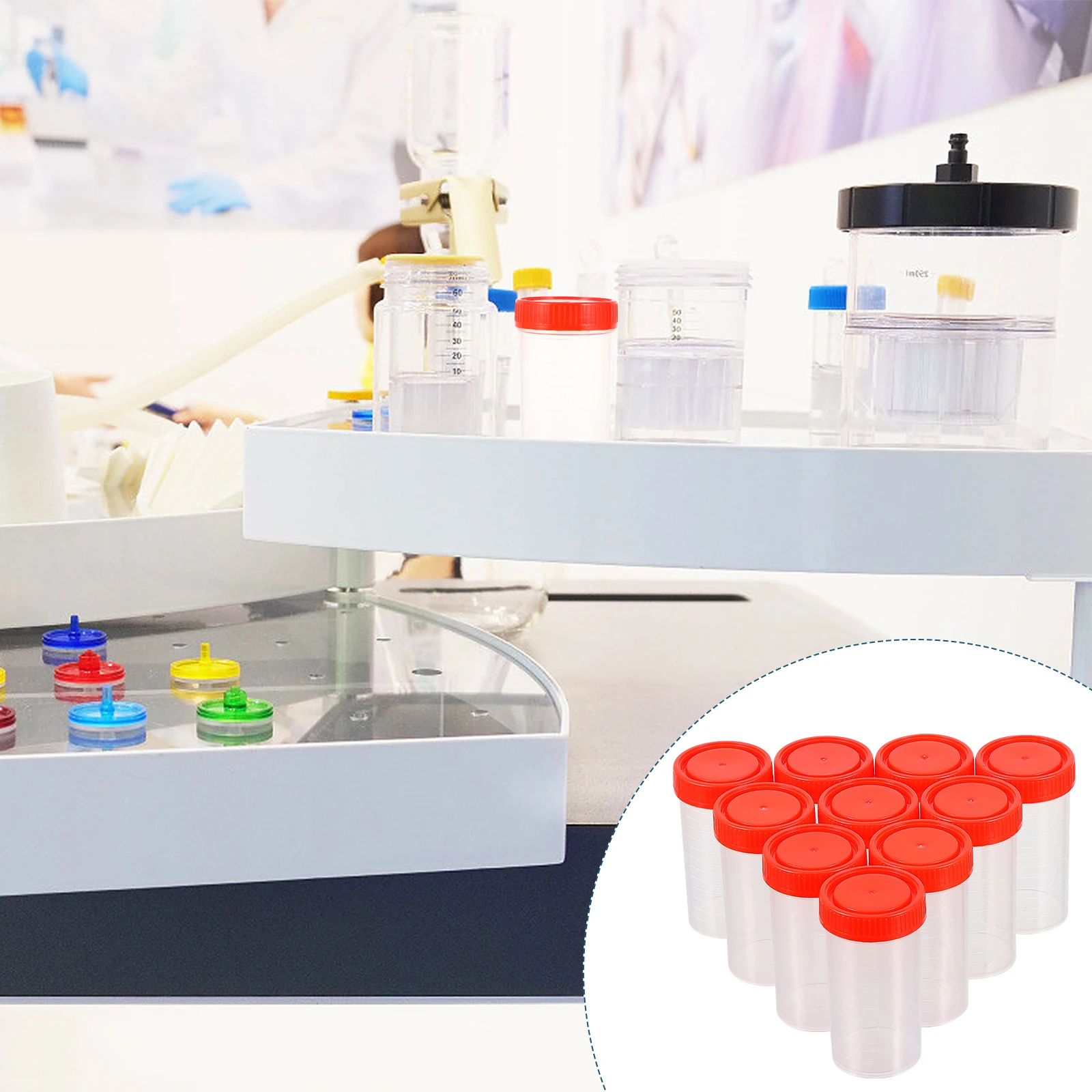 

10Pcs Sampling Bottles Plastic Specimen Storage Bottles Durable Use Laboratory Medical Sample Storage Practical Transparent