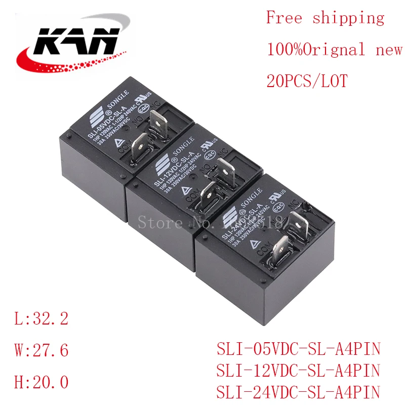 

Free shipping 20pcs relay SLI-05VDC-SL-A SLI-12VDC-SL-A SLI-24VDC-SL-A 5VDC 12VDC 24VDC 30A 250VAC 4PIN T93 Original New