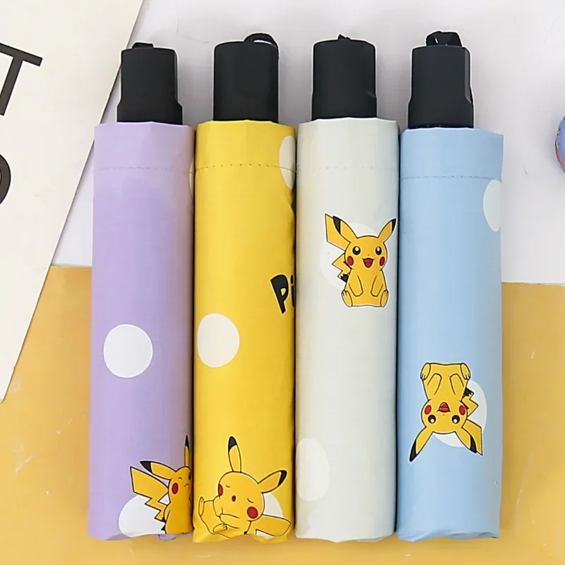 Pokemon Pikachu Automatic Umbrella Folding Sun Rain or Shine Dual-Use Umbrella Men Women Sunshade Sun Protection UV Protection