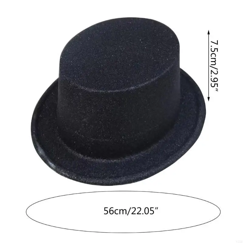 Y55F Glitter Magician Hat Party Top Hat Cowboy Fedora Hat costume COSTUTTO Copertina scintillante per bambini adulti per bambini