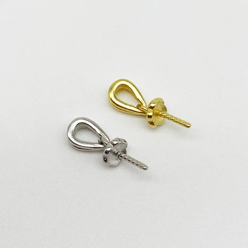 S925 Sterling Silver Pearl Pendant Setting Bead Cup and Blank Mount for DIY Pearl Necklace Jewelry Making
