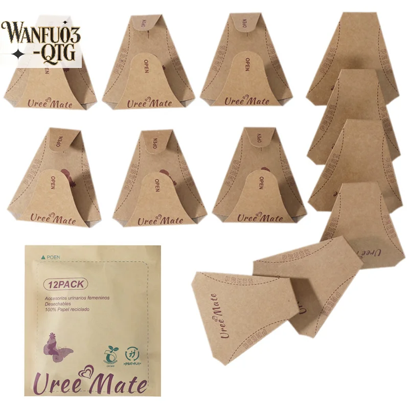 12Pcs Disposable Paper Urinal Toilet Women Urination Device Urinal Funnel Outside Pee Cup Waterproof Standing Urinary Funnel