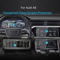 Tempered Glass  Screen Protector For Audi A6 C8 4K A7 4K8 2019~2021 Car GPS Navigation Instrument AC anti-scratch Accessories