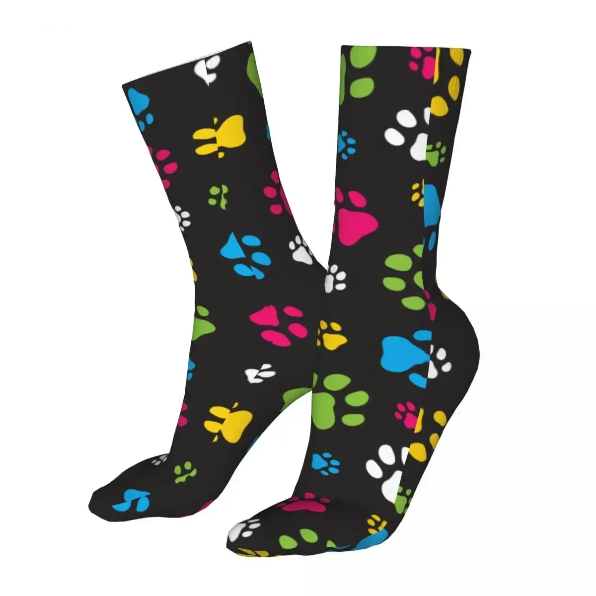 Funny Colorful Dog Paw Animal Foot Prints Woman Socks 2023 Female Bike Sock