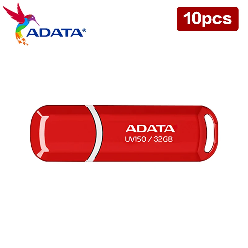 Imagem -02 - Adata-usb Memory Stick Uv150 Usb 3.2 32gb 64gb Pen Drive Vermelho 10 Peças Atacado