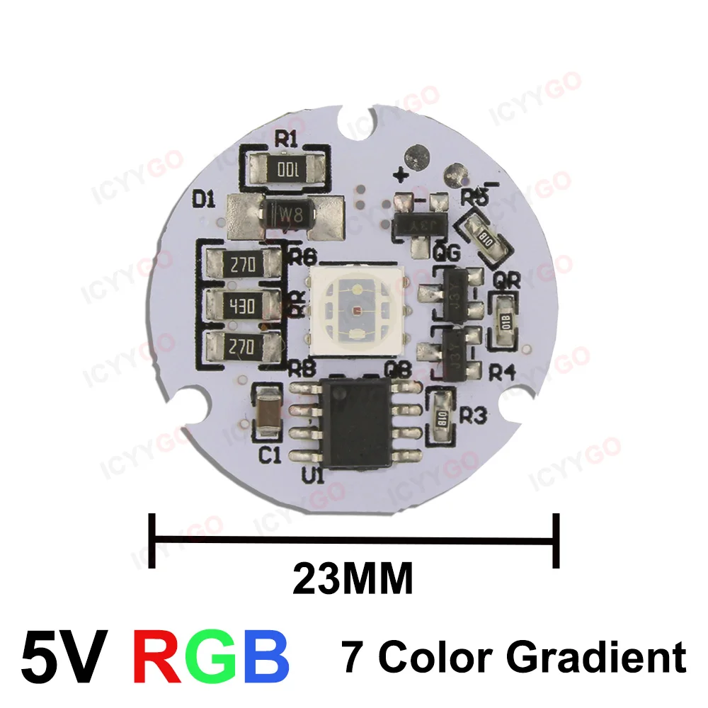 5V RGB PCB Light Source Board 23MM 30MM 31M 38MM 7-Color Gradient LED Light Board Remote Touch Control RGB Light Board