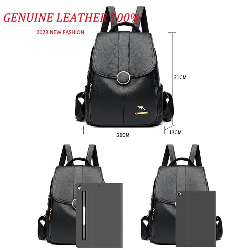 Women Large Capacity Backpack Purses High Quality Leather Female Vintage Bag School Bags Travel Bagpack Ladies Bookbag Rucksack