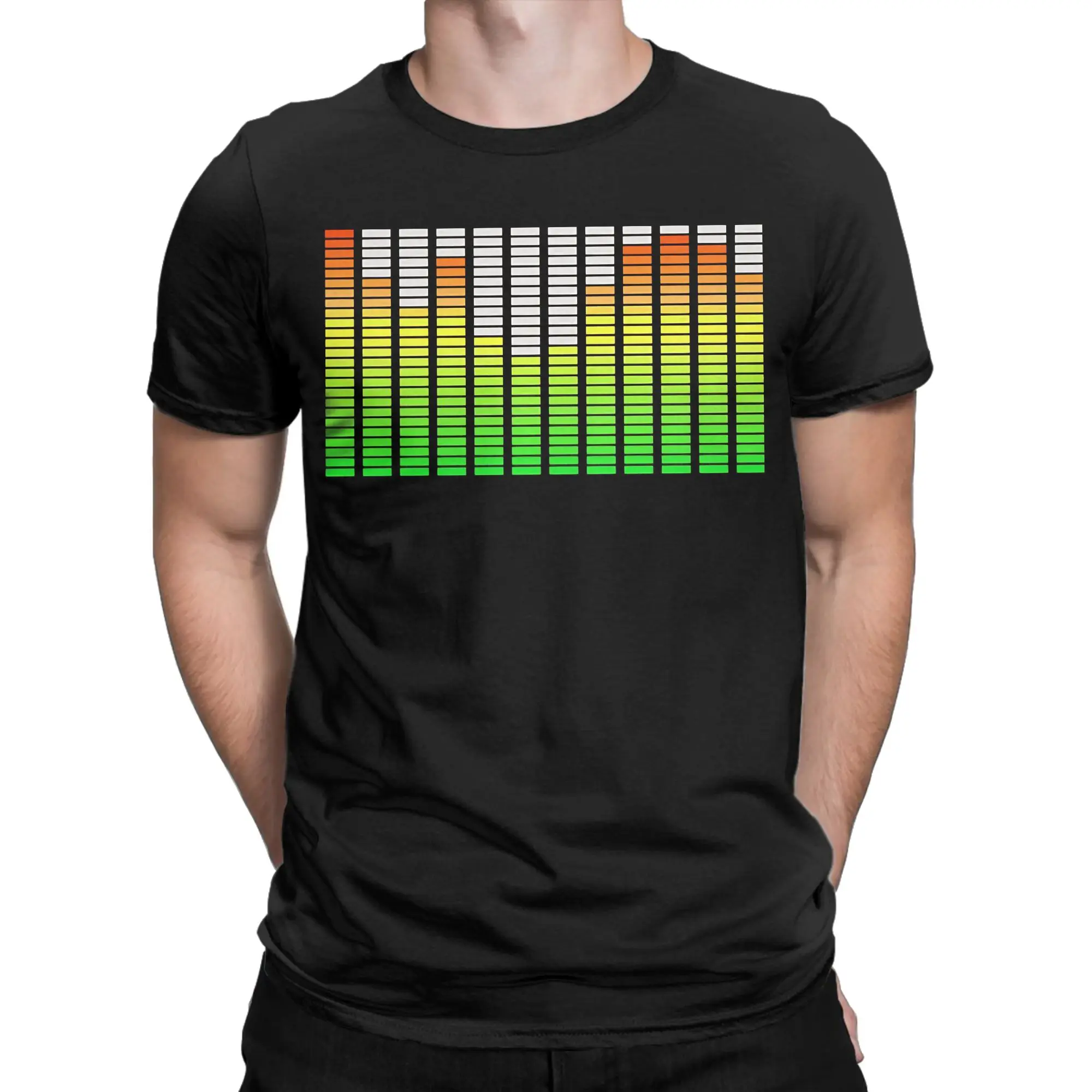 Digital Audio Equalizer Frequency Spectrum Sound Wave T Shirt Men's  100% Cotton T-Shirts Summer O Neck Tees Big Size Clothes