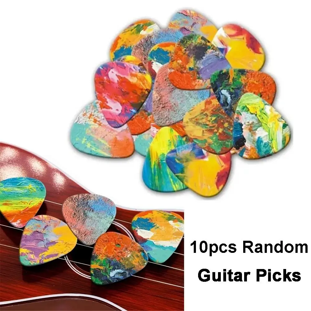 10pcs Colorful Printed Guitar Picks Triangle Shape Smooth Edge Plectrum Picks 1.0mm 0.71mm 0.46mm Bass Picks Ukulele
