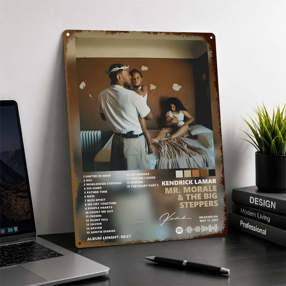 Kendrick Lamar Mr. Morale Album Cover Printed Poster Customized Aluminum Metal Sign Dynamic Urban Rhythm Wall Art For Rap Fans