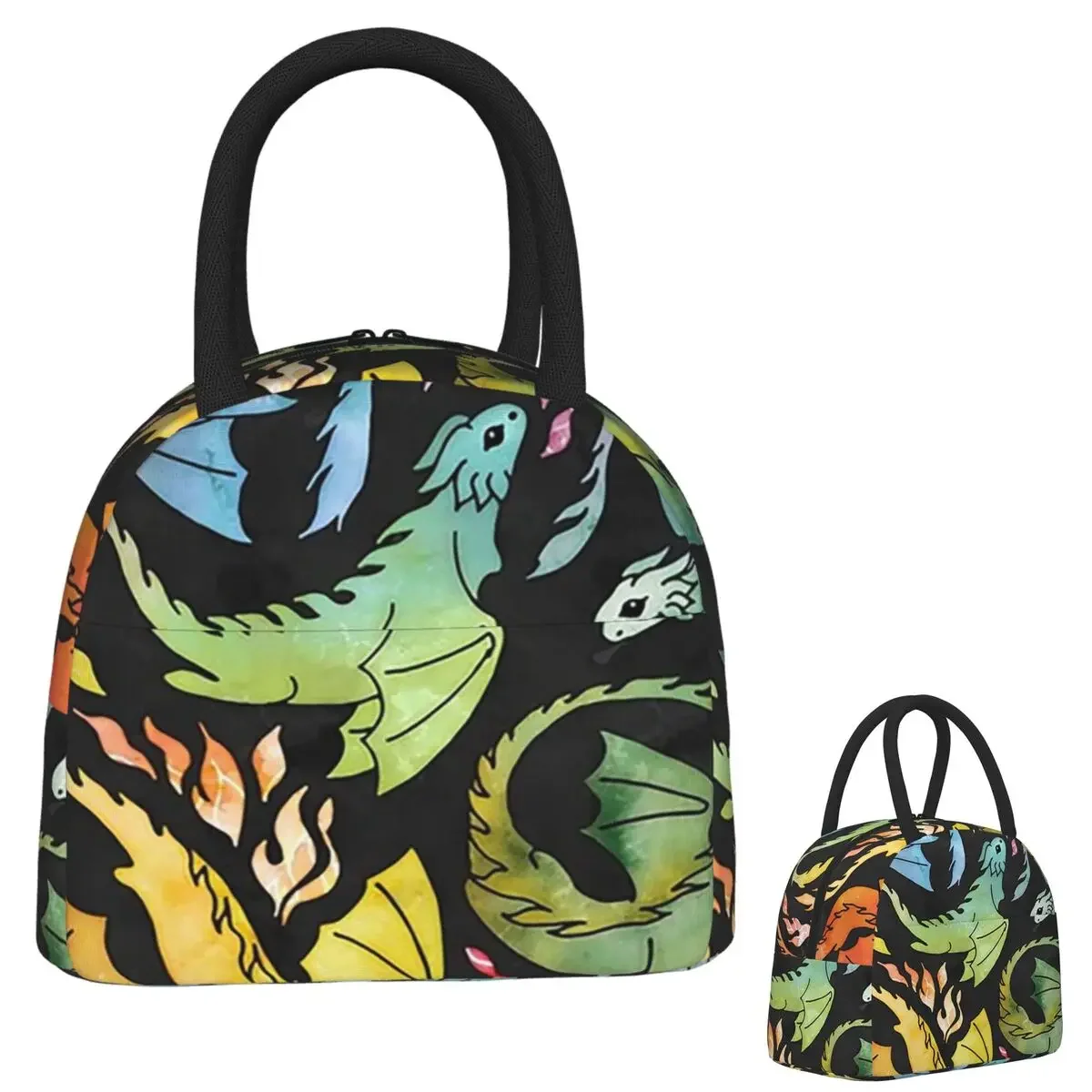 Dragon Fire Dark Rainb Insulated Lunch Bag for Women Kids Leakproof Food Boxes Thermal Lunch Box Tote