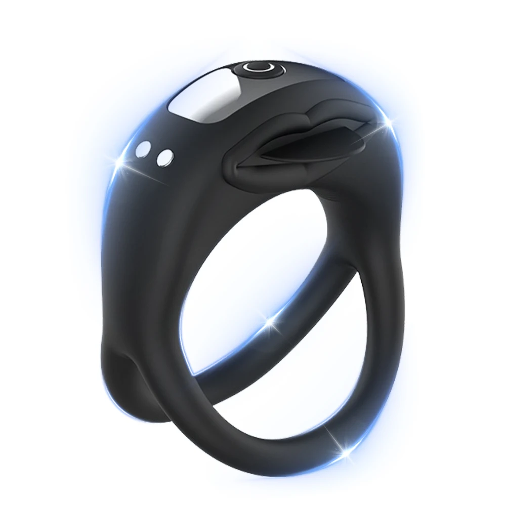 Tongue Design Vibrating Cock Ring 10 Modes Rechargeable Penis Ring G-spot Clitoral Stimulator for Male Couple Sex Toys for Man view 6