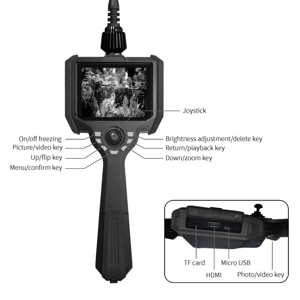 Aangepaste Infrarood Slang Endoscoop, 6Mm 360 Articulatie Optische Vezel Ir Industriële Borescope, 5 Inch Ip67 Videoscoop Camera