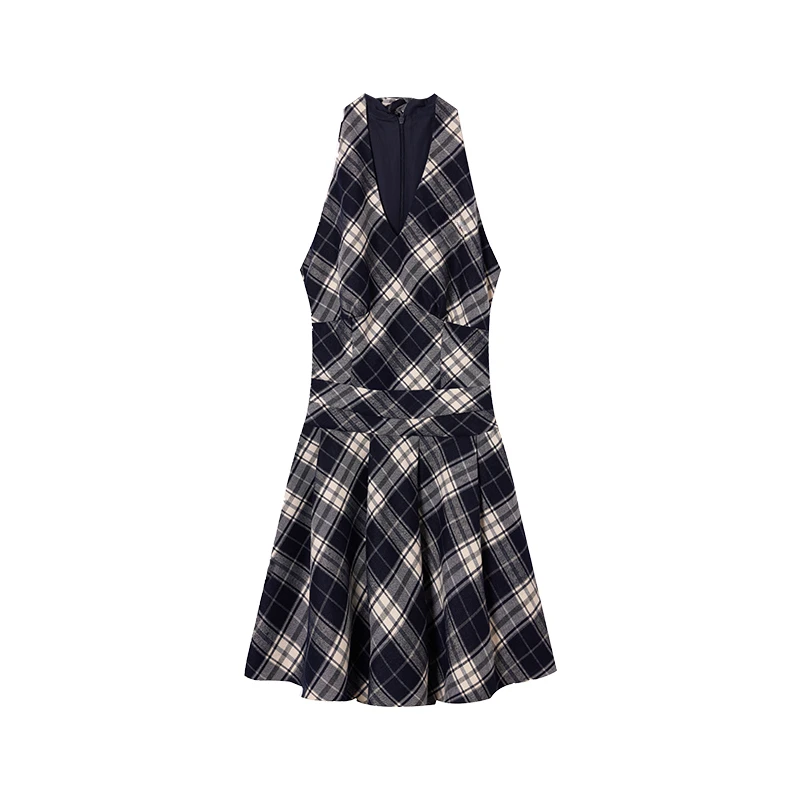 Vintage Y2k Mini Dress Women Casual Plaid Bow Sleeveless Vest Dress French High Waist Streetwear Style Dress 2024 Summer Fashion