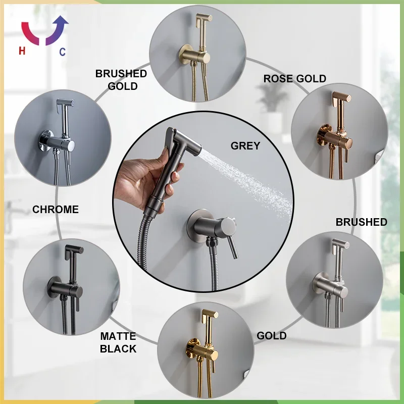 

Brass Round Portable Bidet Faucet Sprayer Toilet Bidet Gold Faucet Bathroom Hot Cold Water Mixer Toilet Shattaf Cleaning Shower
