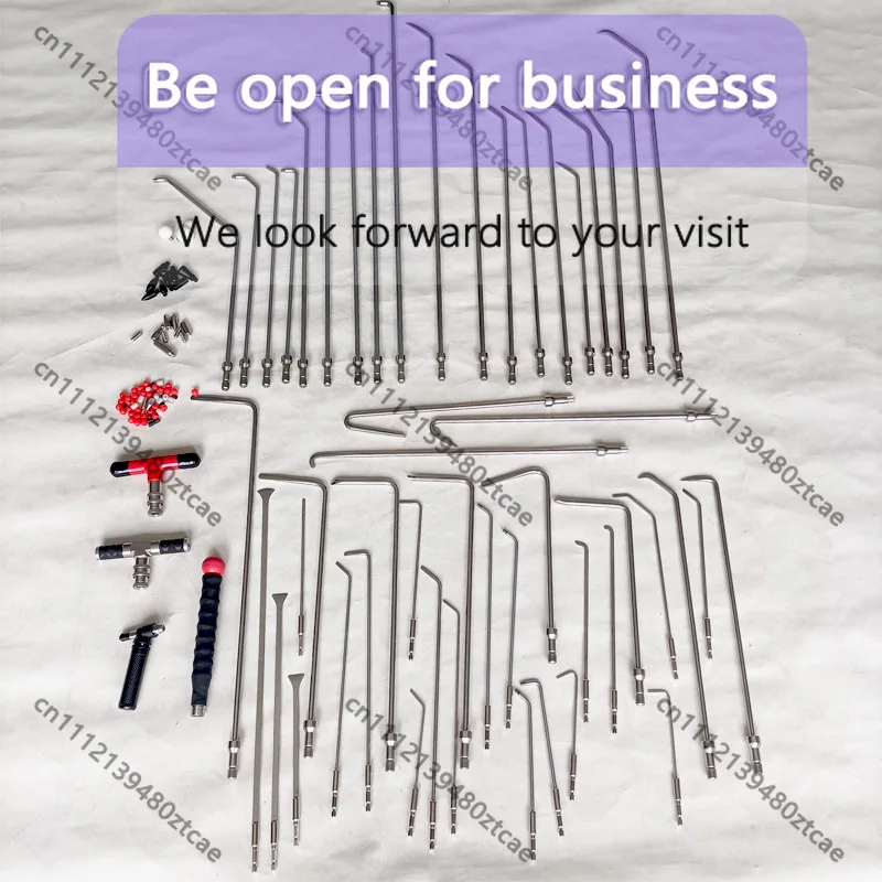 50Pcs Dent Hook Set Quick Disassemble Auto Body Paintless Dent Repair Tool Replaceable Handle