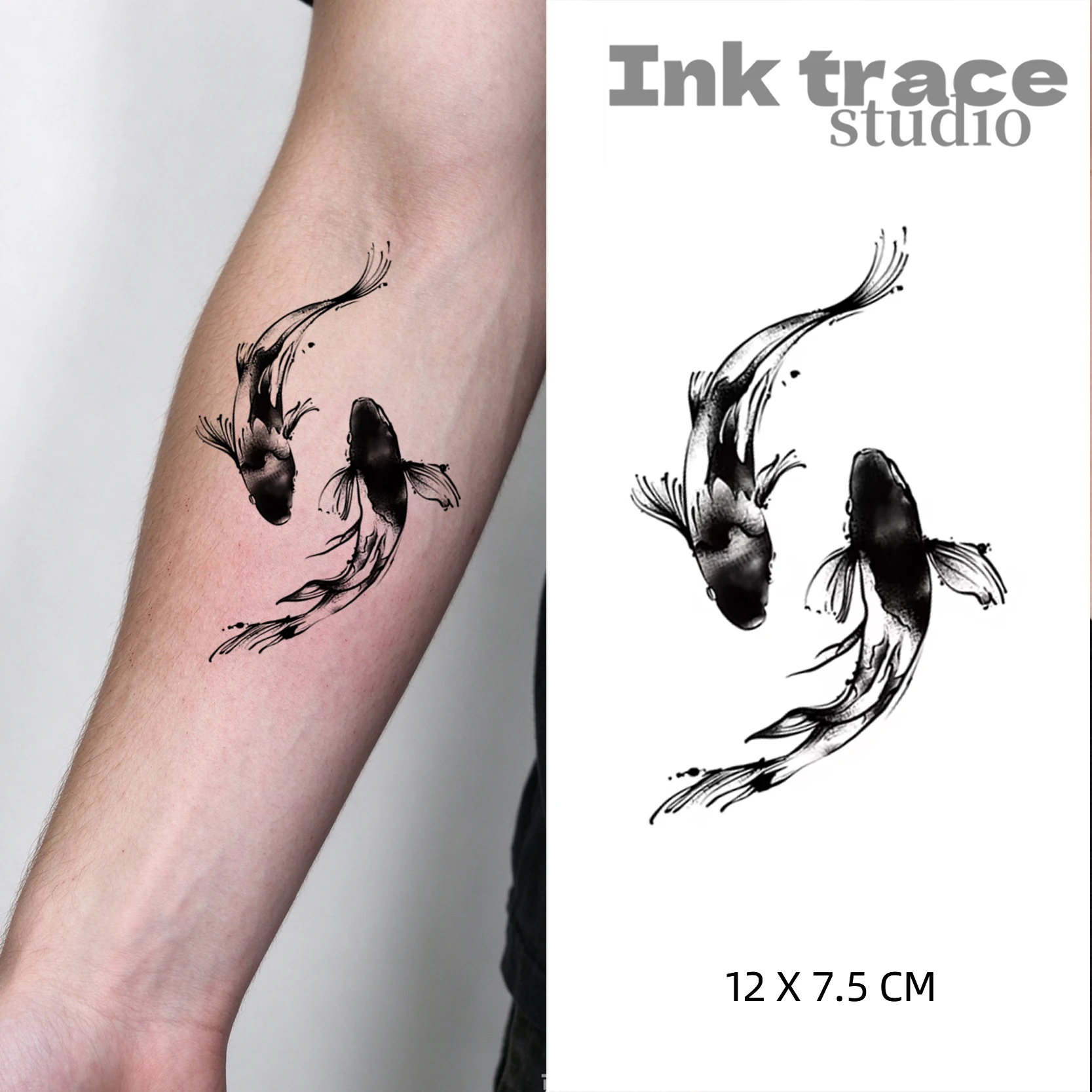 1/2PCS Goldfish Temporary Tattoo,Lasts To 15 Days New Technology Magic Waterproof Semi Permanent Sticker.