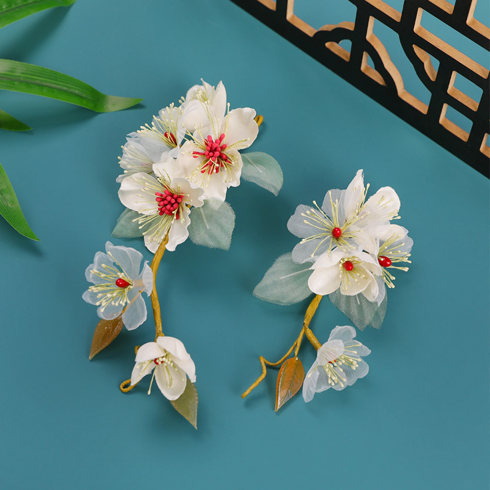 

Handmade Silk Flower Hair Clips Traditional Flower Hairpin Chinese Hanfu Style Bridal Wedding Hair Accessories for Women Girls