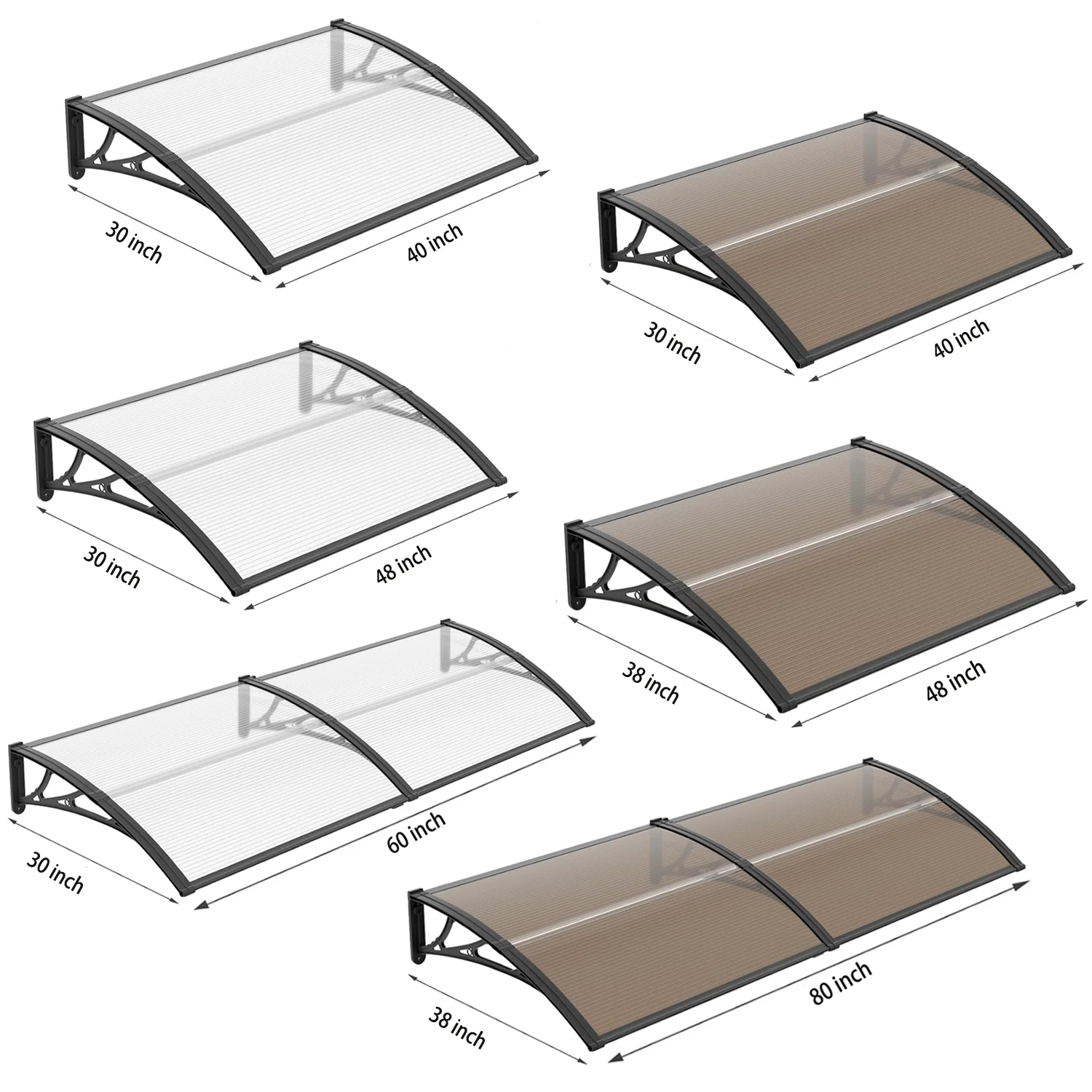 

DIY Canopy Awning Polycarbonate Outdoor Waterproof Roof Cover For Door Entrance Patio Window Awnings Strong Load-bearing Canopy