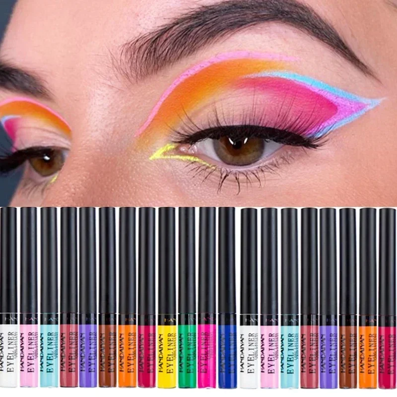 12 Kleuren Kleurrijke Vloeibare Eyeliner Potlood Waterdicht Langdurig Sneldrogend, Niet Bloeiend Blauw Roze Eyeliner Pen Cosmetica Tools