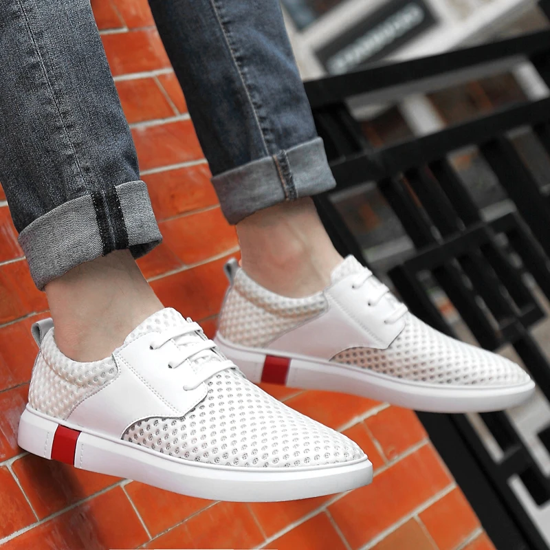 

Summer Mesh Male Sneakers Luxury Man Running Tennis Shoes Outdoor Sports Leather Men Casual Shoes Lace Up Flats Tenis Masculino