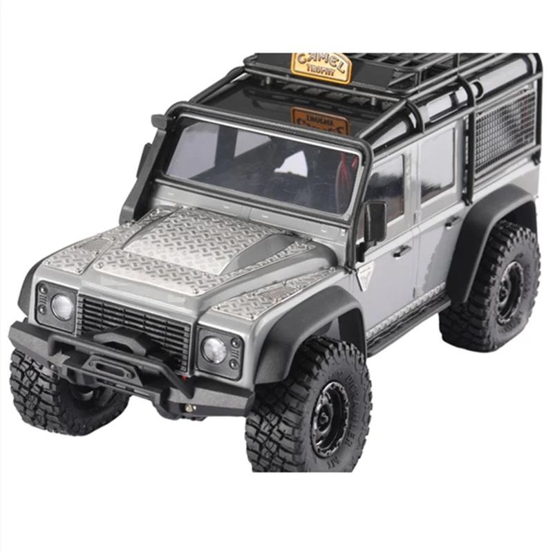 Piastra paramotore per cofano in acciaio metallico lamiera decorativa griglia di aspirazione Trim per Traxxas TRX4M Defender 1/18 RC parti di aggiornamento per auto, 2