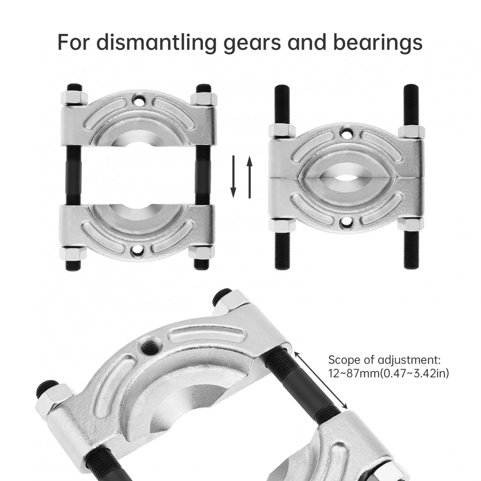 Heavy Duty Bearing Puller for Gear Pinion / Wheel Hub / Bearing Separator with 1/2in to 4-5/8in Jaw Puller Splitter Tools