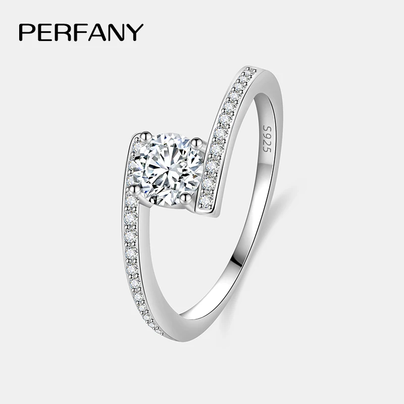 

PERFANY 0,5 карата кольцо с муассанитом для женщин S925 чистое серебро блестящий лабораторный бриллиант обручальное кольцо на руку роскошные ювелирные изделия