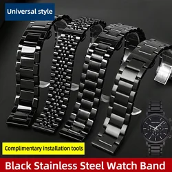 Stainless Steel Watch Band 20mm 22mm Black Watch Strap for Armani Black Warrior AX7105 AR1970 for Huawei Watch Gt2/3