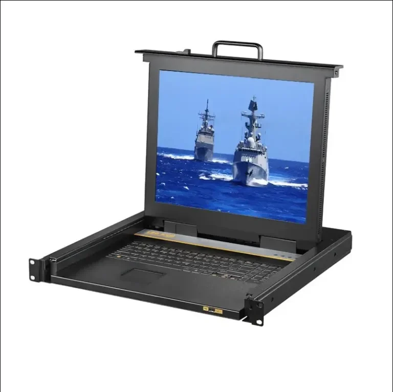 Humanized Design KVM Drawer 19 Inch 1U Rack Mount 19 Inch LED KVM Switch With Touch Pad+Mouse 104keys Keyboard