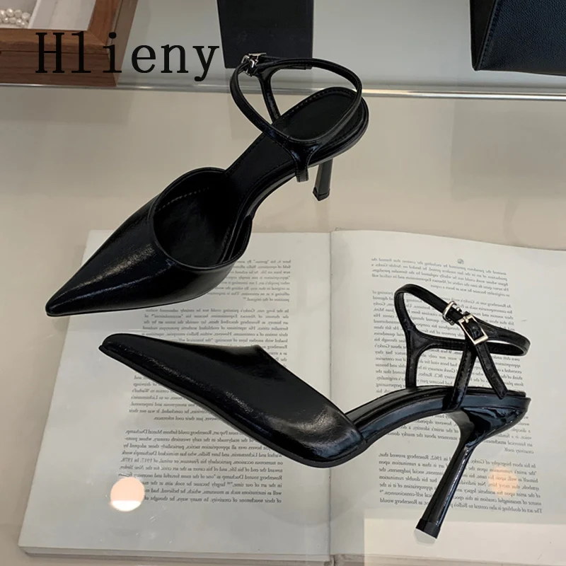 Hlieny Fashion Buckle Strap Women Pumps Sexy Pointed Toe Thin High Heels Sandals Fashion Wedding Party Mule Shoes  Zapatos Mujer