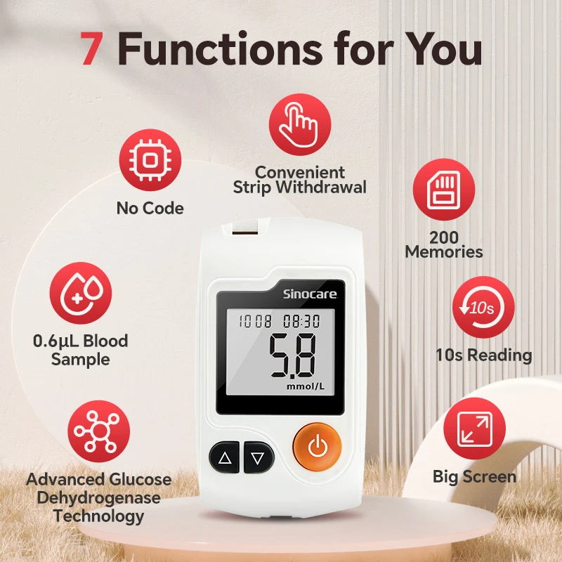Sannuo Sinocare GA-3 medidor de glucosa en sangre glucómetro dispositivos médicos para Diabetes con tiras reactivas lancetas medidor de azúcar en