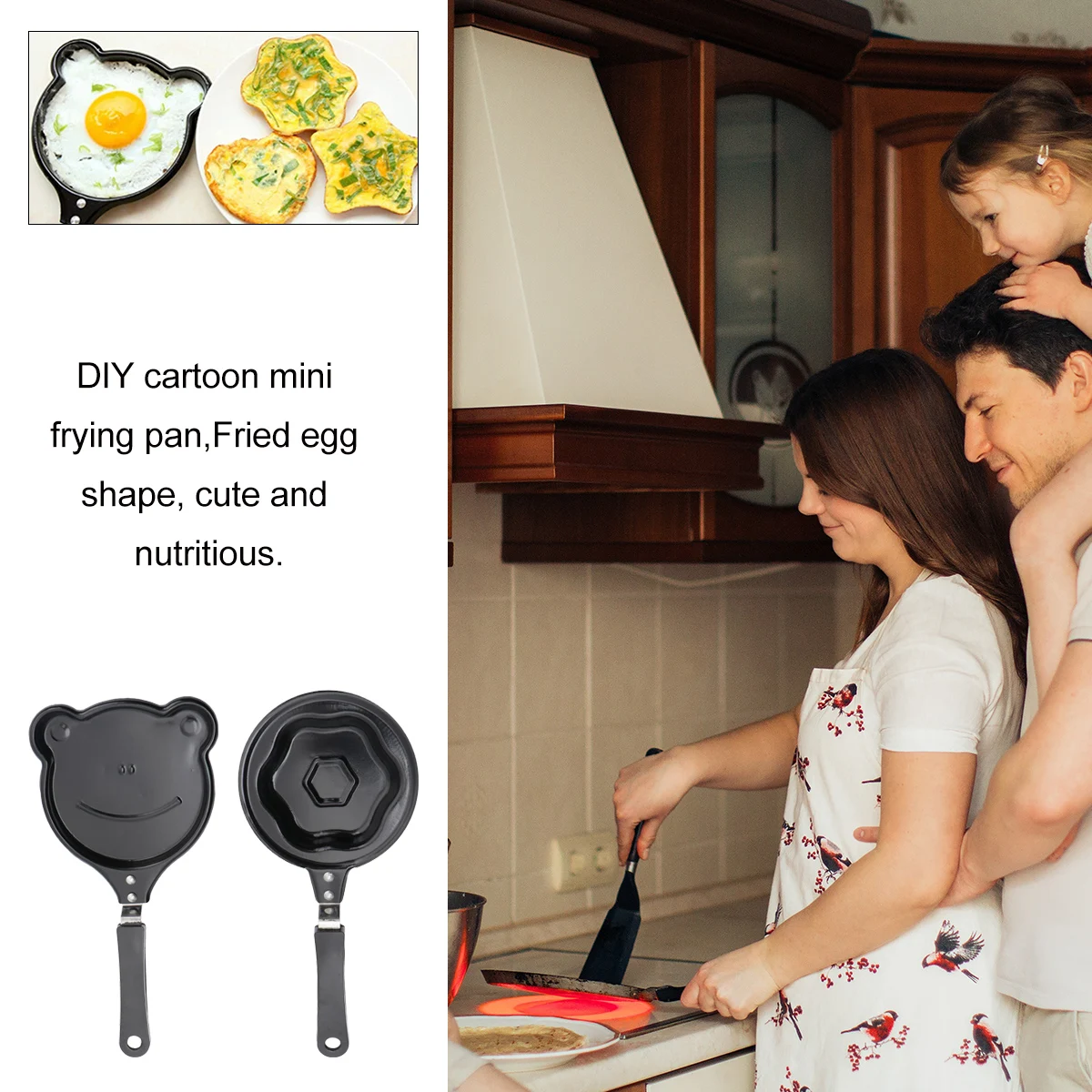 

2 pcs Mini Omelette Pan Non Stick Egg Frying Shaped Pancake Maker Cartoon Design Safe Breakfast Fun Kids Meal